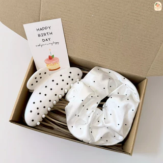 🤍 Polka Dot Gift Set - เซตของขวัญ พร้อมให้ ยางรัดผม + กิ๊บหนีบผม ลายจุด ของขวัญวันเกิด ของขวัญให้แฟน เพื่อน คนพิเศษ