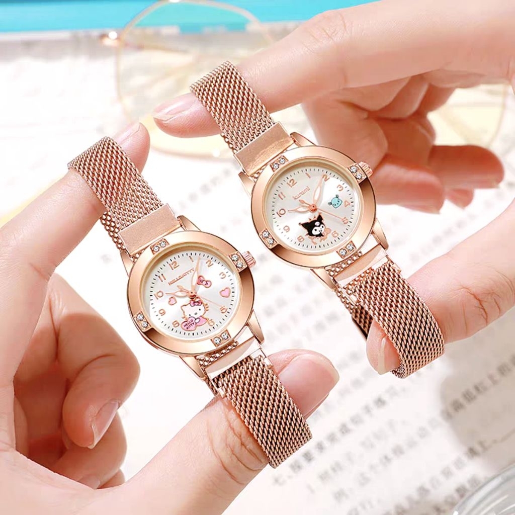 นาฬิกาสไตล์เกาหลี นาฬิกาแฟชั่น แม่เหล็กสำหรับผู้หญิง หน้าปัดกลม กาแล็กซี่แฟชั่นหน้าปัดสายหนังเรียบง่ายใหม่ แถมถ่านเพิ่ม1