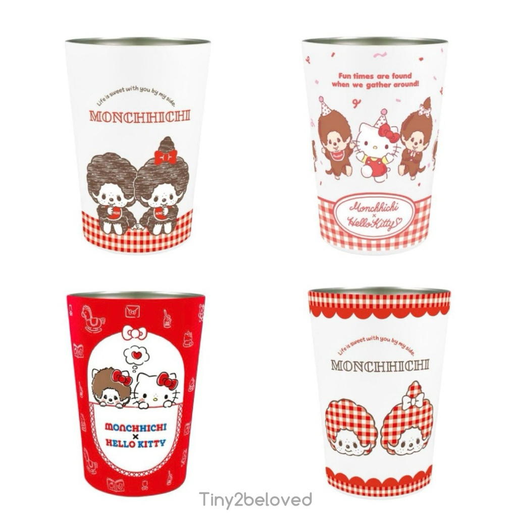 แก้วน้ำเก็บความเย็น “monchicchi x sanrio” แก้วน้ำสองชั้นแบบสุญญากาศ 2 ทาง 450 ml. ลาย Monchichi x Hello Kitty