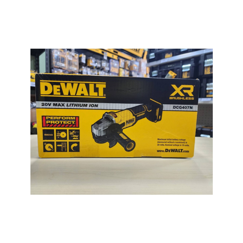 DeWALT DCG407N-B1 เครื่องเจียร์ไร้สาย (ไร้แปรงถ่าน) 20V สวิทซ์แบบสไลด์