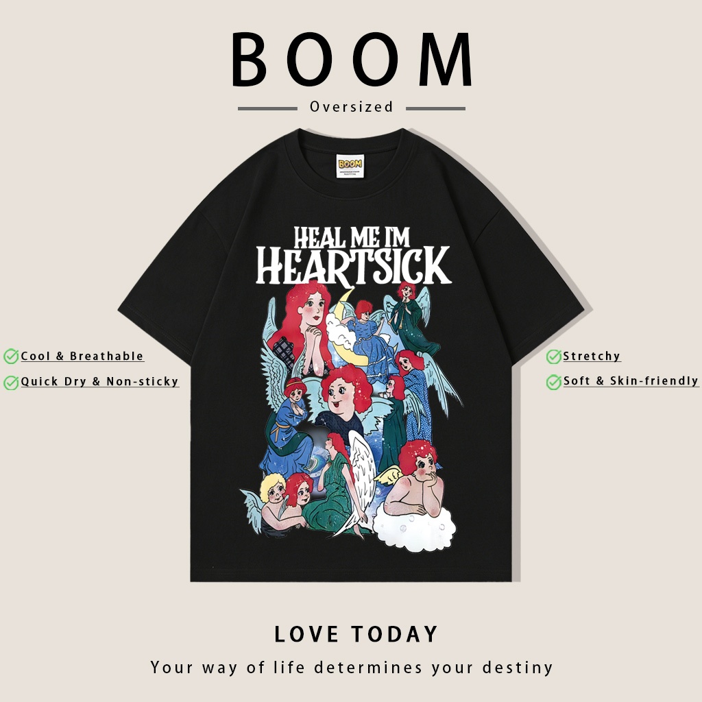 COD（จัดส่งตลอด 24 ชั่วโมง）BOOM น่ารักการ์ตูนสาวแฟชั่นเสื้อยืดขนาดใหญ่พิเศษรุ่นเกาหลีหลวมยาวแฟชั่นเสื้อผ้