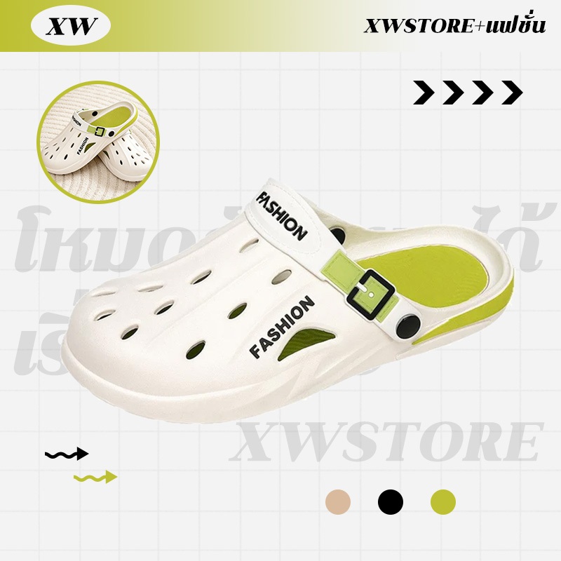 XWshopeeรองเท้าแตะผู้ชายปรับขนาดได้ มีหัวเข็มขัดโลหะ ดีไซน์สวยแมทช์ง่าย ช่วยป้องกันความอับชื้น สีสันสดใส เหมาะสำหรับฤดูร