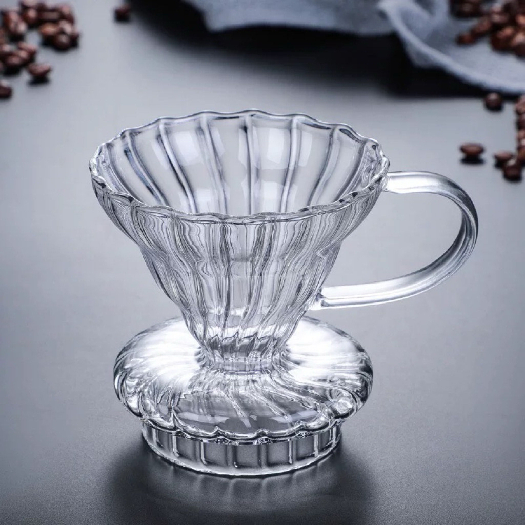 ลดแรง แก้วกาแฟดริปแก้วแบบชิ้นเดียว V60 พร้อมกรวยกรองกาแฟและกระดาษกรอง เหมาะสำหรับ 4 คน