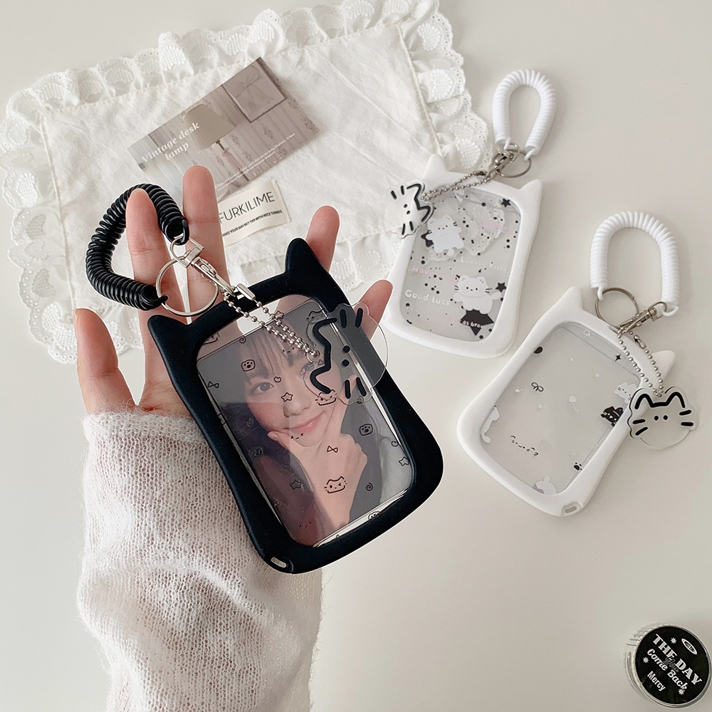 🐱 พร้อมส่ง 🐈 Funtory เฟรมการ์ด แมว ขอบซิลิโคน Frame Card ใส่การ์ด บัตร พร้อมสายคล้องยืดได้