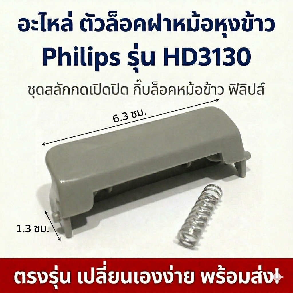 อะไหล่ ตัวล็อคฝาหม้อหุงข้าว Philips รุ่น HD3130 ชุดสลักกดเปิดปิด กิ๊บล็อคหม้อข้าว ฟิลิปส์ ตรงรุ่น เป
