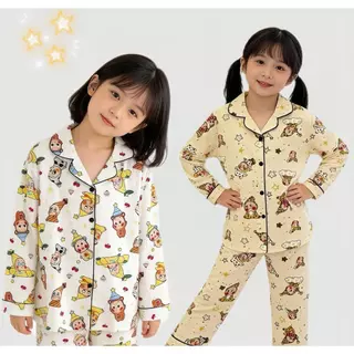 BB214 ชุดนอนเด็ก แขนยาว ลายการ์ตูน ผ้านิ่ม ใส่สบาย ไม่ร้อน