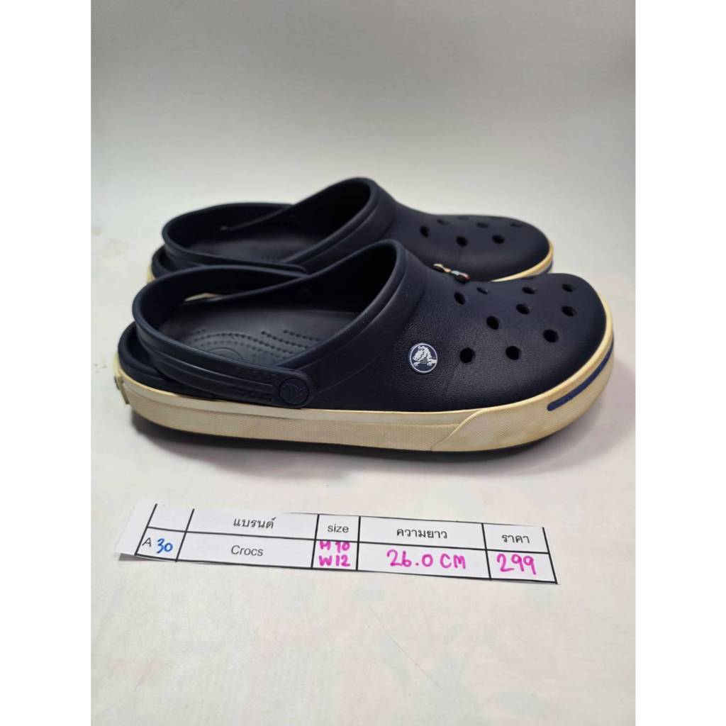 (A30) CROCS Navy ยิ้ม มือสอง ✅️✅️ sz.M10/W12 ยาว 26.0 cm. สวย สภาพดี ตำหนิตามภาพ ไม่ผลต่อการใช้งาน 2