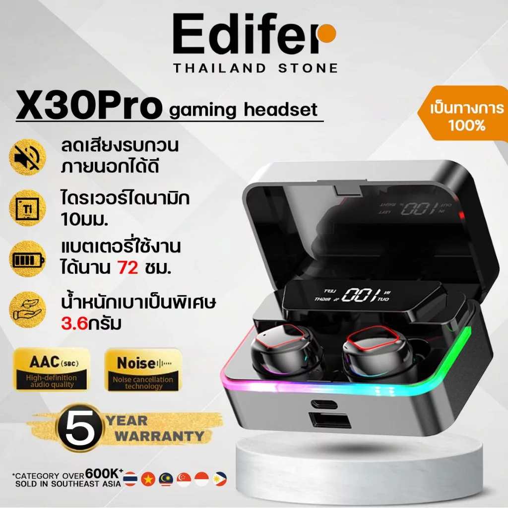 รับประกัน5ปี หูฟังบลูทูธ ซึ่งเป็นหูฟังเล่นเกมอย่างเช่นเกม PUBGและ LOL หูฟังแท้ หูฟังเกมมิ่ง หูฟังอินเอียร์ หูฟังเบสหนักๆ