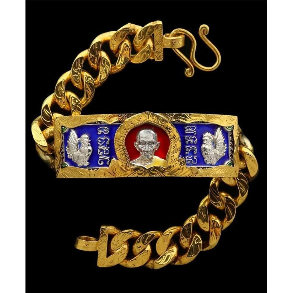 เลสหลวงพ่อรวย ปราสาทิโก วัดตะโก เนื้อเงินลงยาน้ำเงินหนัก 4 บาท รุ่นไตรมาส 59 (รวย รวย รวย