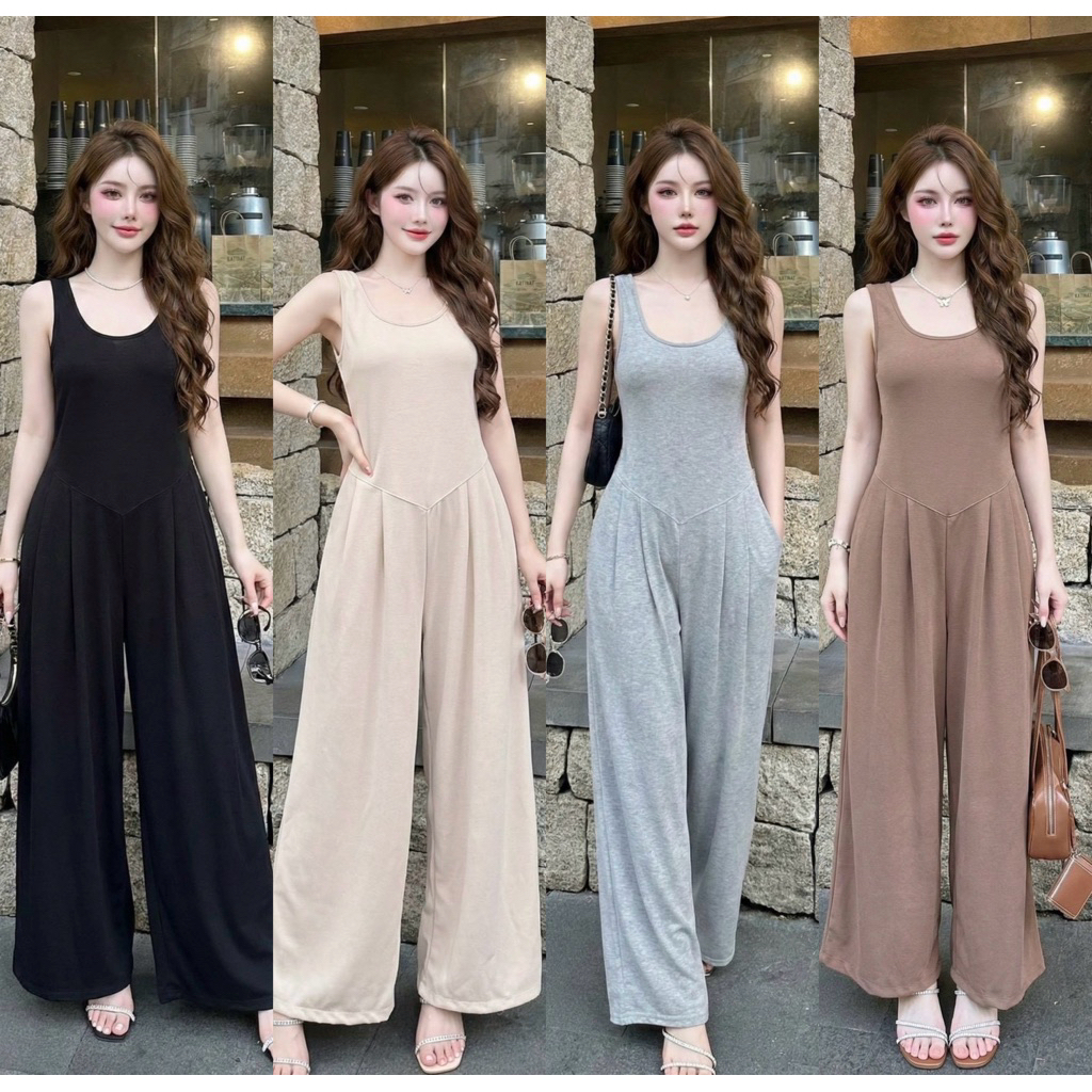 Rule korea jumpsuit จั๊มสูทเเขนกุดขาวยาว ป้าย sheeny