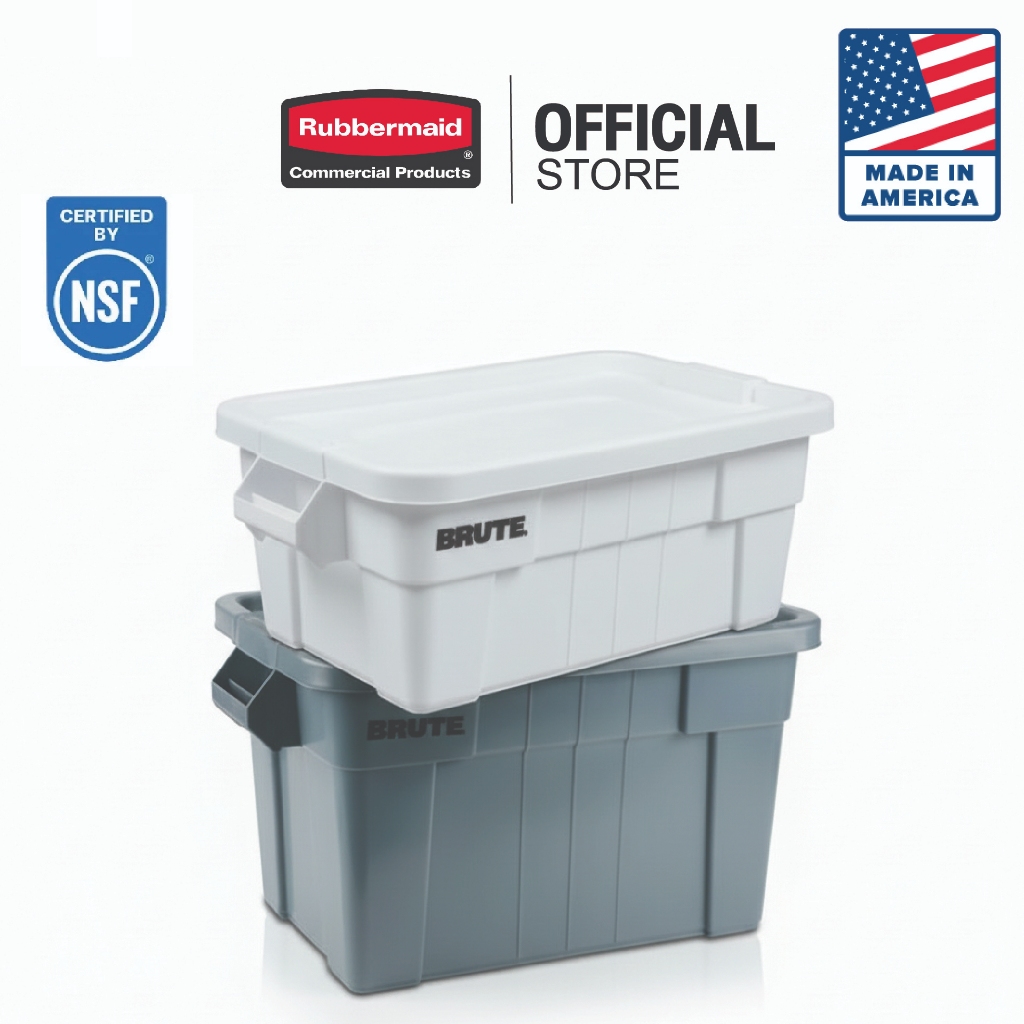 Rubbermaid ถังอเนกประสงค์ ทรงสี่เหลี่ยม พร้อมฝาปิด BRUTE® Tote ทรงสี่เหลี่ยม ขนาด 52 / 75 ลิตร