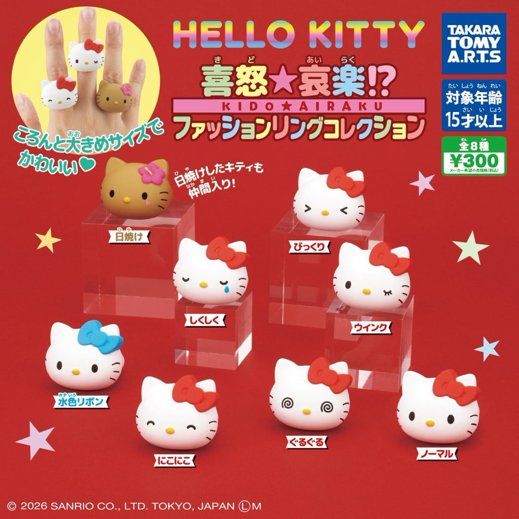 พร้อมส่ง! กาชาปอง แหวน หัวคิตตี้ Sanrio ของแท้ Gashapon Hello Kitty Fashion Ring นำเข้าจากญี่ปุ่น🇯🇵 เครื่องประดับแฟชั่น