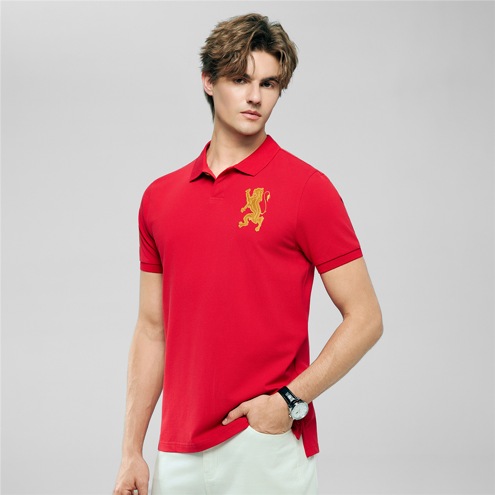 GIORDANO قميص بولو رجالي 3D Lion Slim