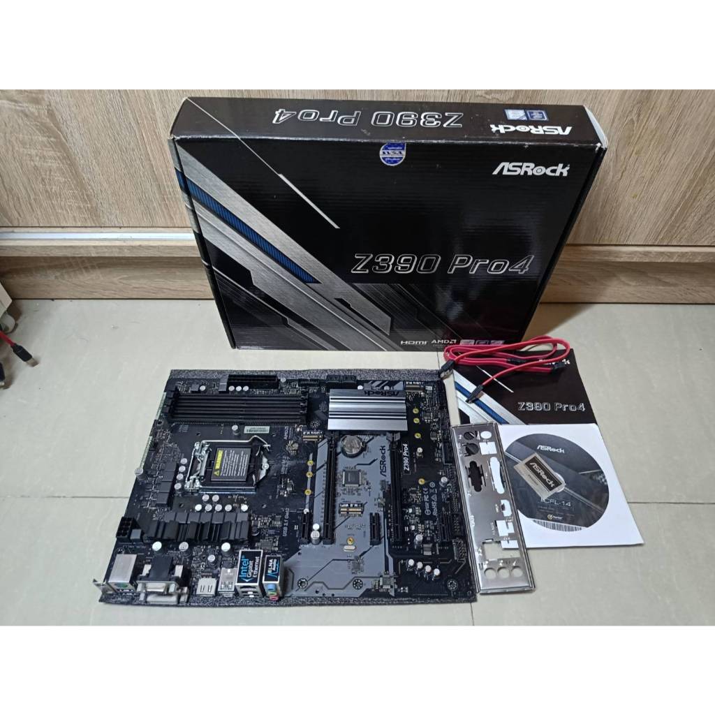 ASRock Z390 Pro4 (สำหรับ CPU Intel Gen 8,9 - LGA 1151 v2) อุปกรณ์ครบกล่อง มือสอง