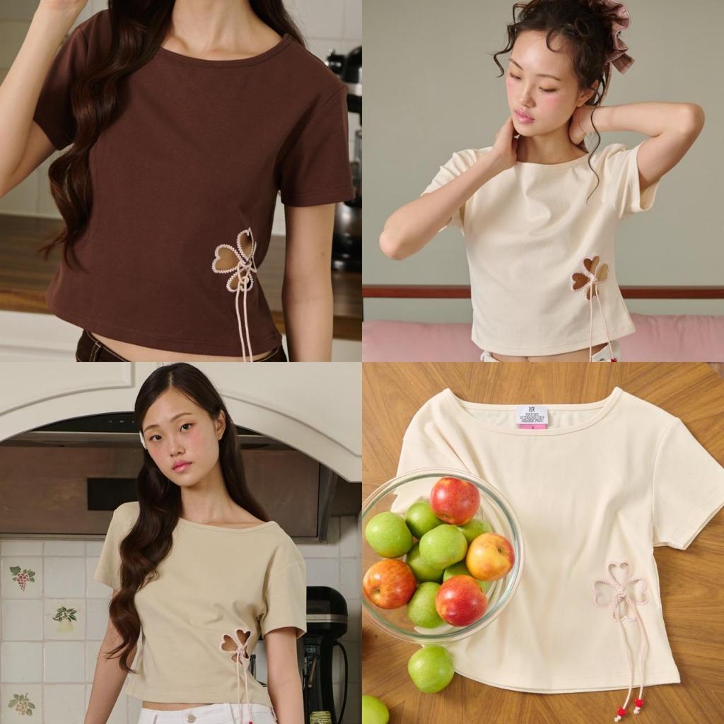 [พร้อมส่ง] CHUUCHOP - (S-2XL) Clover Tee เสื้อยืดเบสิก ดีเทลฉลุลายใบ Clover ผ้านุ่ม ใส่สบาย ได้หลายโอกาส (C8523)