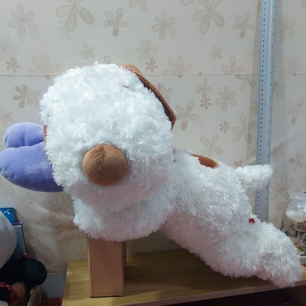 Snoopy Fluffy Big Plush Toy Sleeping ver./ตุ๊กตาสนูปปี้ นอนบนหัวใจสีม่วง, ขนปุย ตัวใหญ่ ของแท้ญี่ปุ่