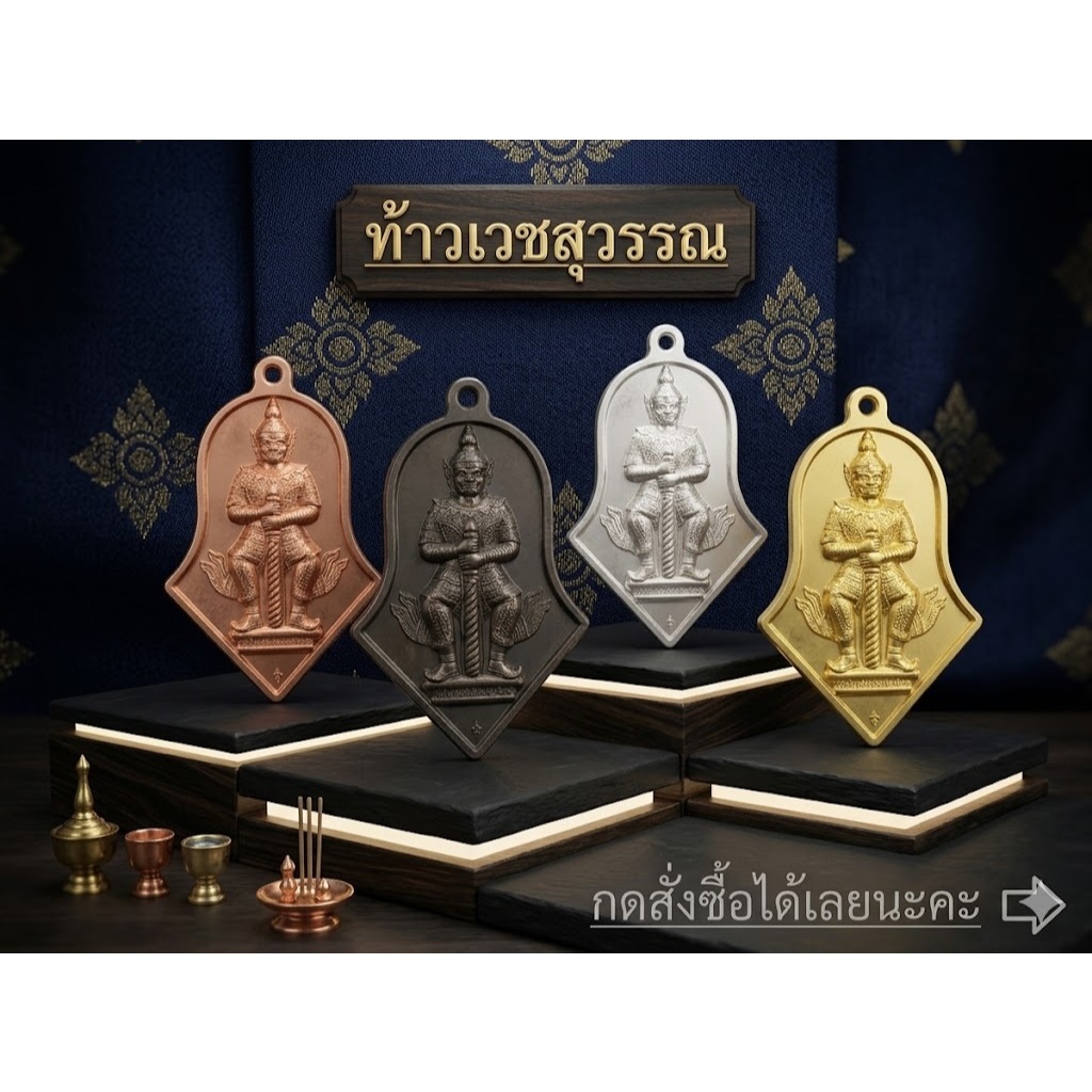 เหรียญท้าวเวสสุวรรณ เหรียญท้าวเวสสุวรรณ 🔻 วัดจุฬามณี  ปี2545 🔻 แถมธูปใบ้หวย ทุกองค์✅