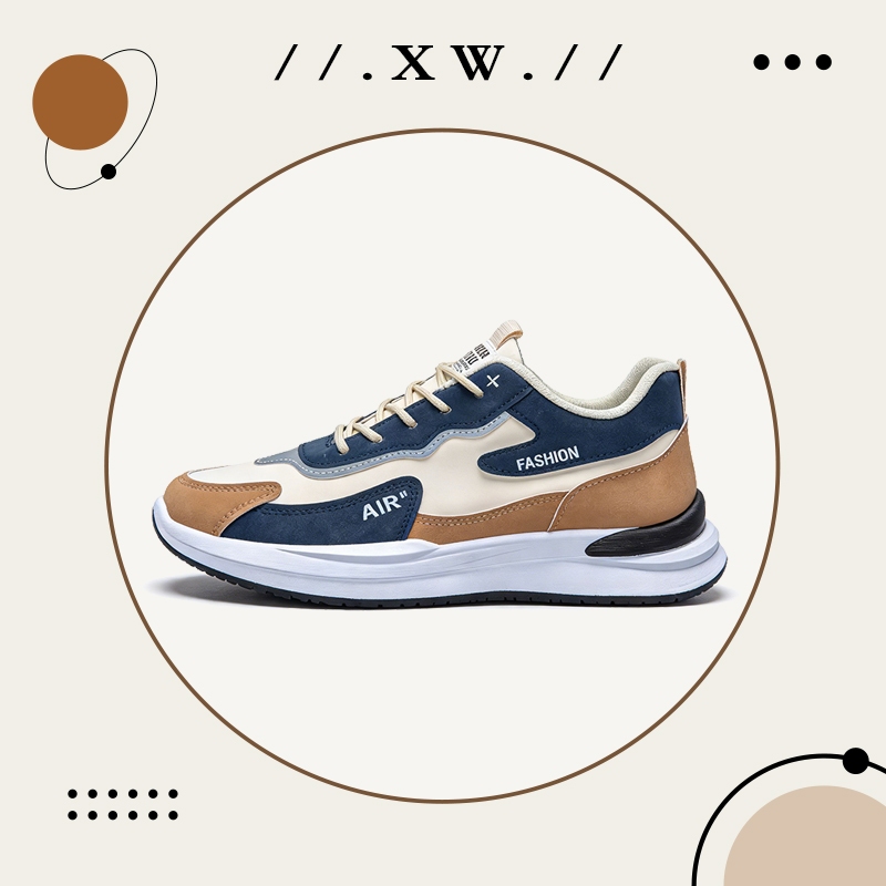 XWshopee รองเท้าผ้าใบสำหรับผู้ชายสุดเท่คู่นี้ โดดเด่นด้วยการเย็บปะติดอย่างสวยงาม พื้นรองเท้าช่วยดูดซับแรงกระแทกเ