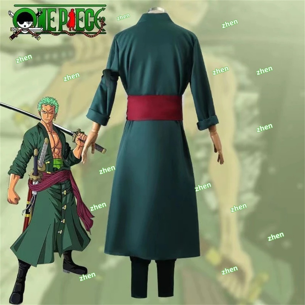 Roronoa Zoro 2nd Cosplay Costume Outfits One Piece Kimono Robe Halloween Cloak Suits For Men