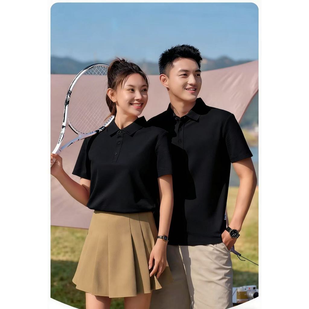 M-5XL เสื้อโปโลสำหรับผู้ชาย ระบายความ ร้อนดี ให้ความรู้สึกเย็นสีทึบ การระบายอากาศที่ดี ใส่สบาย เหมาะสำหรับเล่นกีฬาและยิม