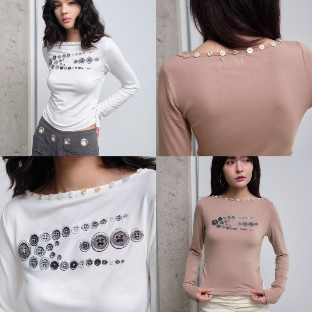 Garcon.dept | Button logo shirt | เสื้อยืดแขนยาวปักกระดุม
