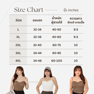 เสื้อกล้ามสายเดี่ยวมีบราสาวอวบ อก 32-48 สาวอ้วน ไม่ต้องใส่เสื้อใน ไซส์ใหญ่ XL-4XL น้ำหนัก 50-100 KG
