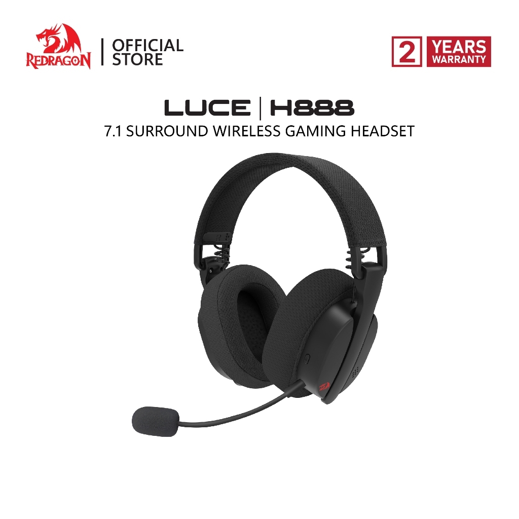 Redragon LUCE H888 ชุดหูฟังสําหรับเล่นเกมไร้สาย 7.1 การออกแบบน้ําหนักเบา 168G ไมโครโฟนแบบถอดได้ 40 ม