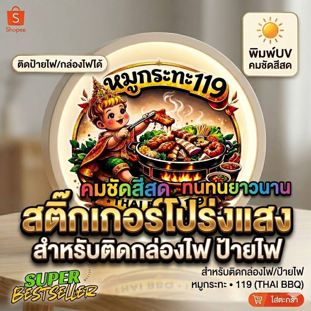 สติ๊กเกอร์โปร่งแสง พิมพ์UV สำหรับติดกล่องไฟ ป้ายไฟ ป้ายโปรโมทร้าน ป้ายจัดงาน ป้ายอีเว้นท์