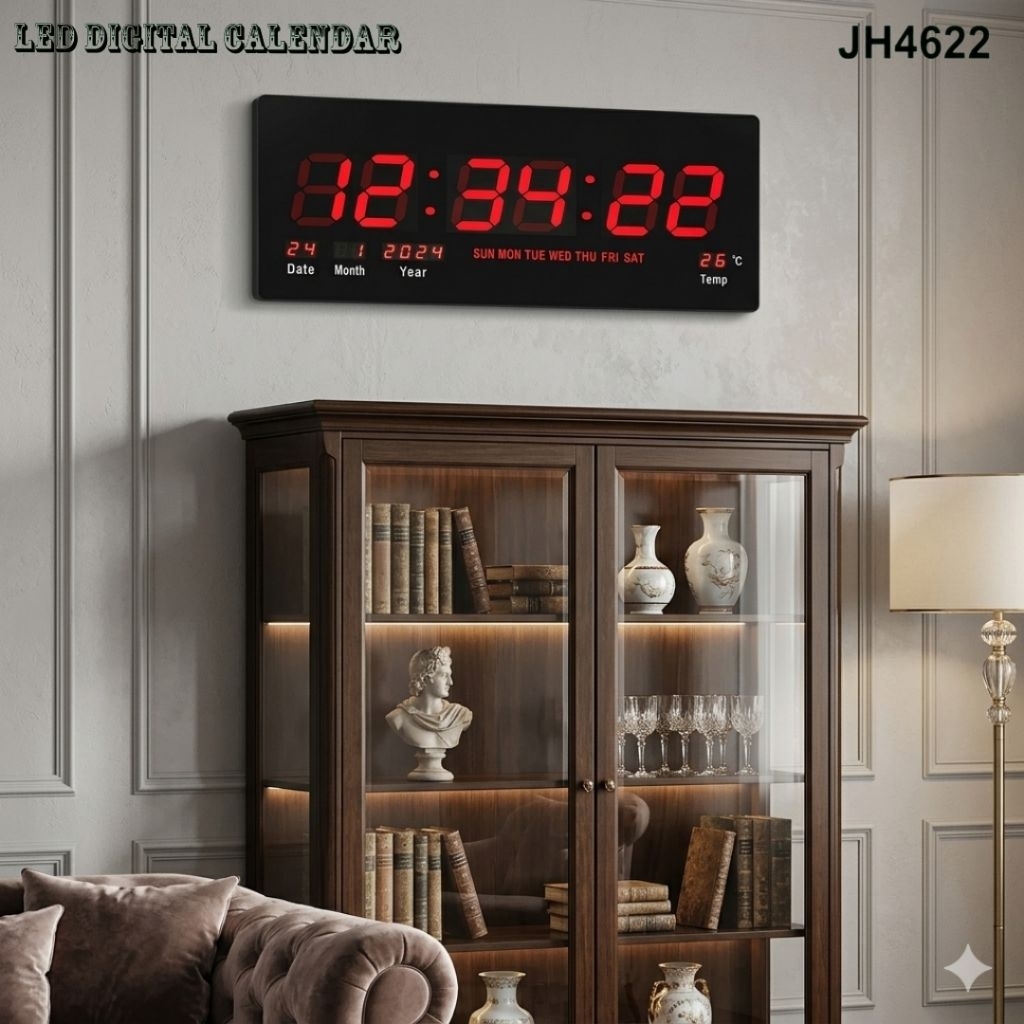 นาฬิกาแขวน นาฬิกาดิจิตอล LED Digital Clock รุ่น JH4622 ไฟสีแดง