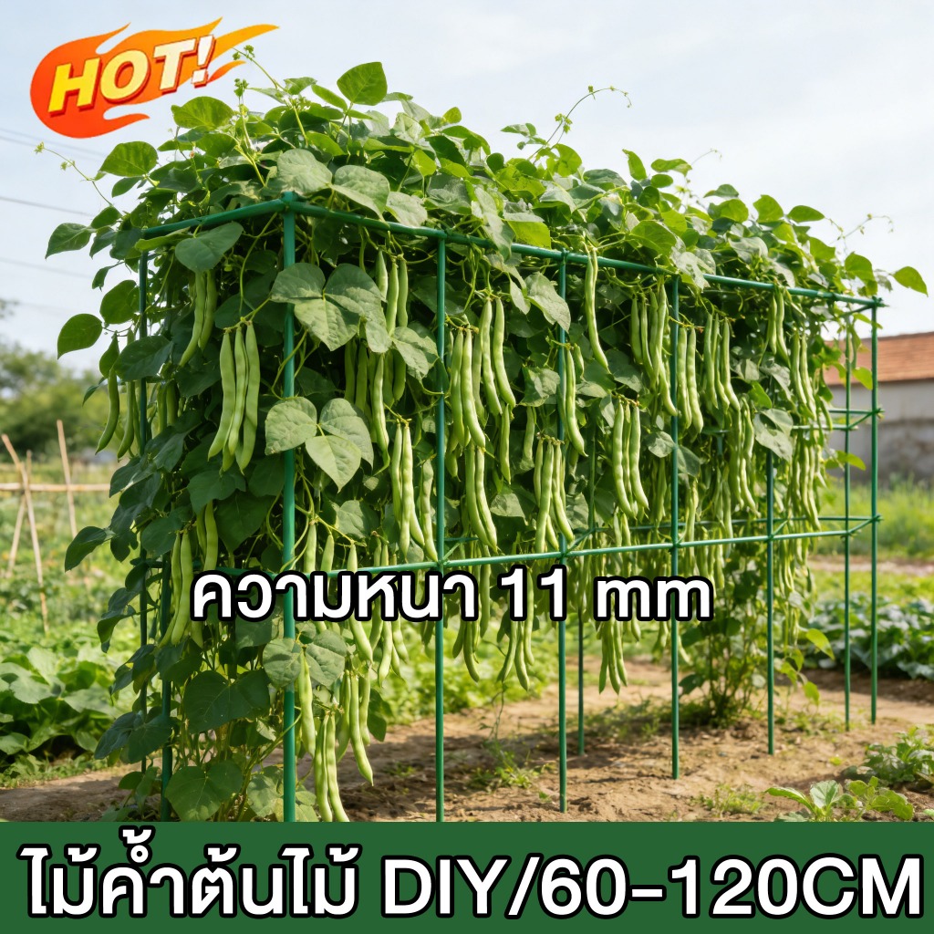 ไม้ค้ำต้นไม้ DIY ซุ้มไม้เลื้อย ยาว60-120ซม.หนา11มม. ไม้ค้ำยันต้นไม้ ต่อได้ยาวหลายช่อง เหมาะกับทุกงานสวน