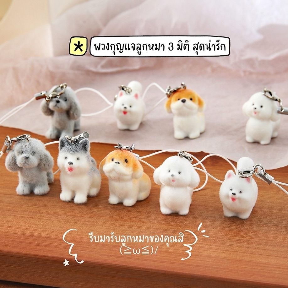 [ร้านไทย] พวงกุญแจตุ๊กตาสุนัขจิ๋ว 3D หลายสายพันธุ์ น่ารักเกินต้าน สไตล์เกาหลี | ห้อยกระเป๋า ห้อยมือถือ Dog Keychain