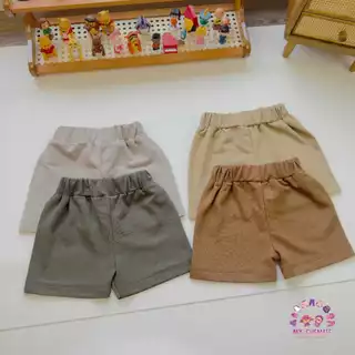 กางเกงขาสั้นเด็ก ผ้านุ่ม มินิมอล เอวยางยืด ใส่สบาย S-XL