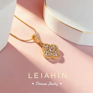 LEIAHIN Jewelry สร้อยคอผู้หญิง จี้ใบโชคลาภ เพทายแท้ แวววาว ไม่ดำ ใส่ทุกวัน แฟชั่นเกาหลีของขวัญ 1056n