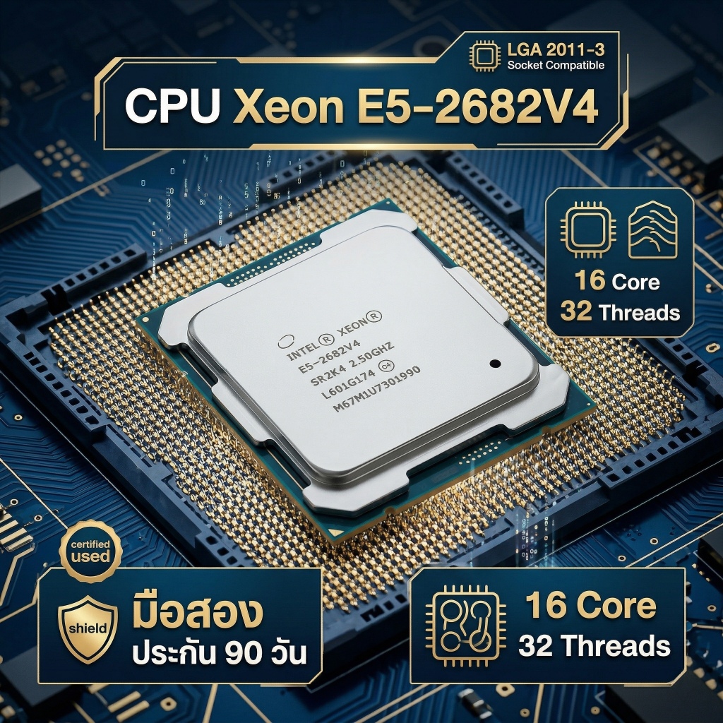CPU Intel Xeon E5-2682v4 (16C/32T) 2.50GHz 40MB Cache LGA 2011-3 มือสอง ประกัน 90 วัน