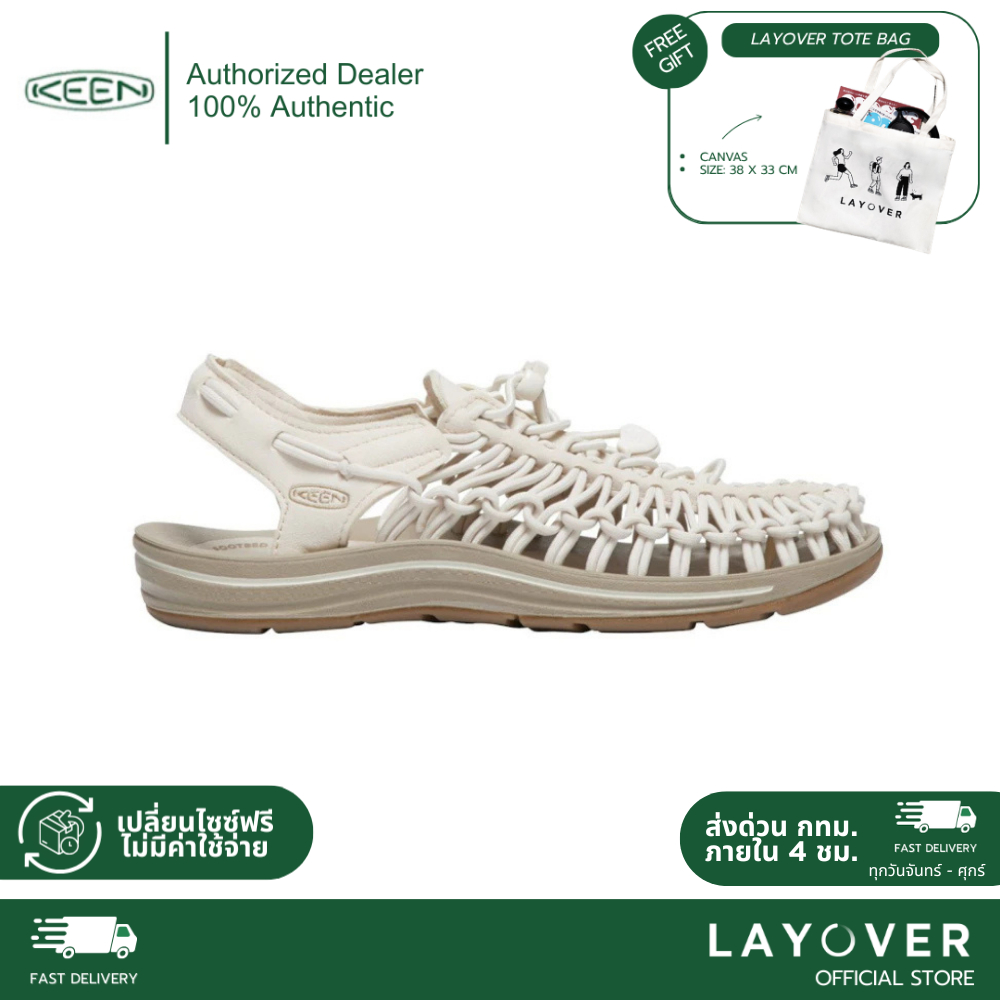 [ส่วนลด20% 20DDX243][2026 ไม่มีโลโก้ K ที่หน้ารองเท้า] Keen UNEEK Whitecap/Cornstalk