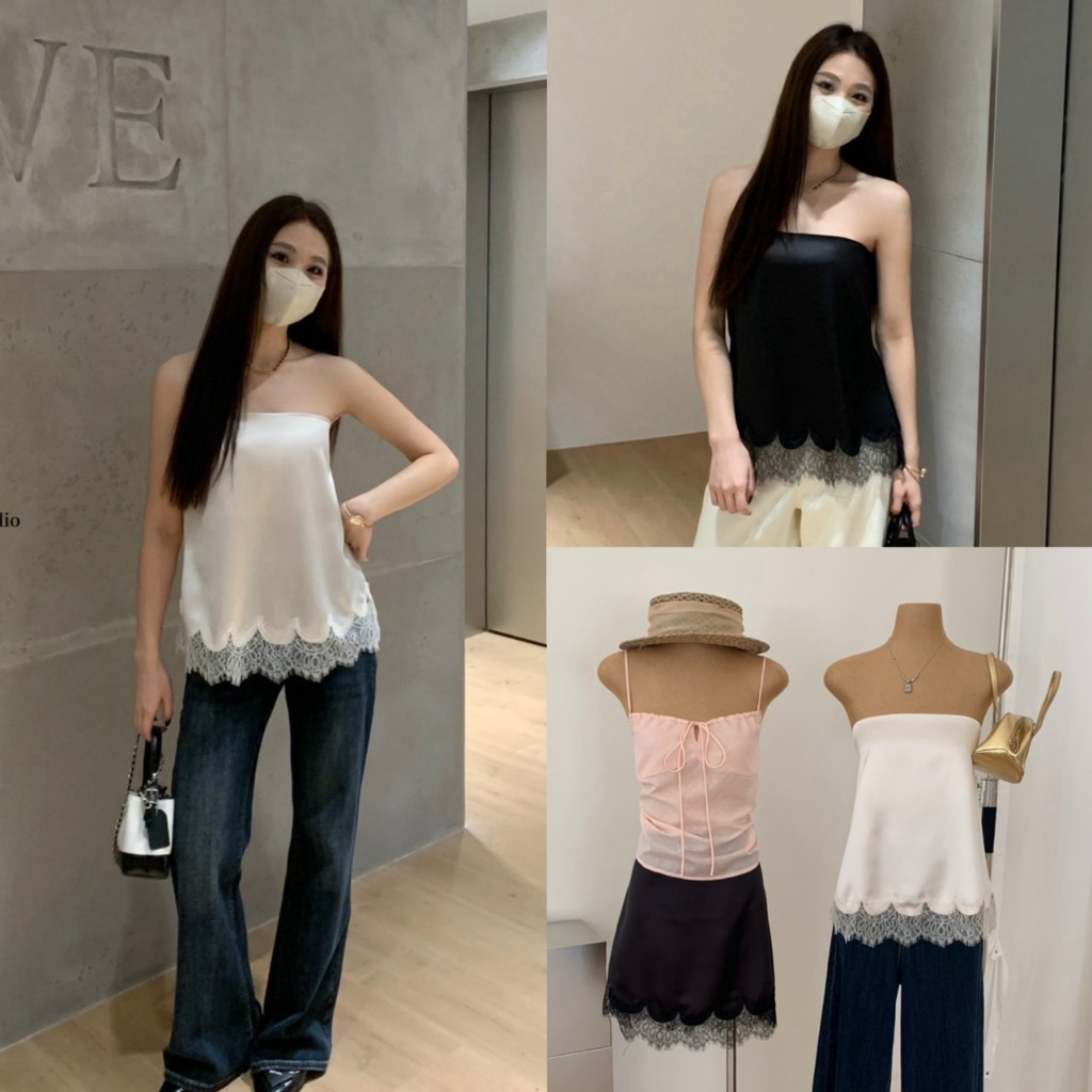 (พร้อมส่ง) เสื้อเกาะอกผ้าซาติน ใส่เป็นกระโปรงได้รุ่น 9036 TAG WG.WE 🇰🇷