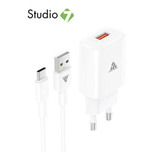 อะแดปเตอร์ KING KONG USB-A (2.4A) 12W+Type-C Cable AU-50 Whi…