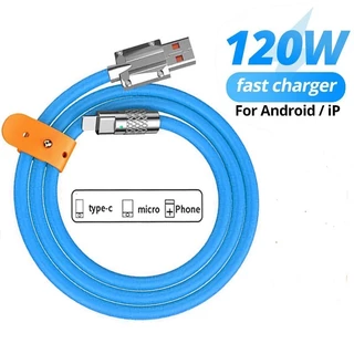 Oengโปรดอ่านก่อนกดซื้อค่ะ💦สายชาร์จเร็วมาก120W 6A MicroUSBกดตัวเลือกที่3💦สีฟาType Cชาร์จเร็วสายเคเบิล👍สินค้ามีให้เลือก👍