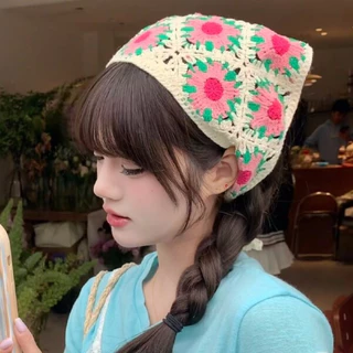 ผ้าพันคอสามเหลี่ยม headband ขอบลูกไม้ สไตล์เกาหลี ins โดปามีน น่ารัก สำหรับผู้หญิง แฟชั่น ส่งเร็ว COD
