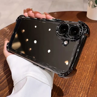 CrashStar เคสโทรศัพท์กันกระแทกแบบถุงลม ทำจากอะคริลิคแข็ง ชุบไฟฟ้าใส สำหรับ iPhone 17 16 15 14 13 12 11 Pro Max Plus XR