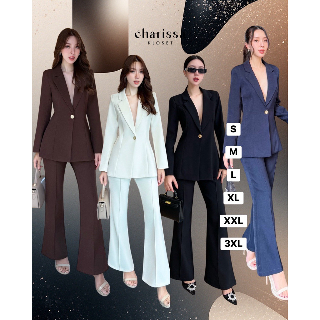 Code 50040 ชุดสูทสีดำ ชุดสูทสีกรม งานป้าย Charrissa