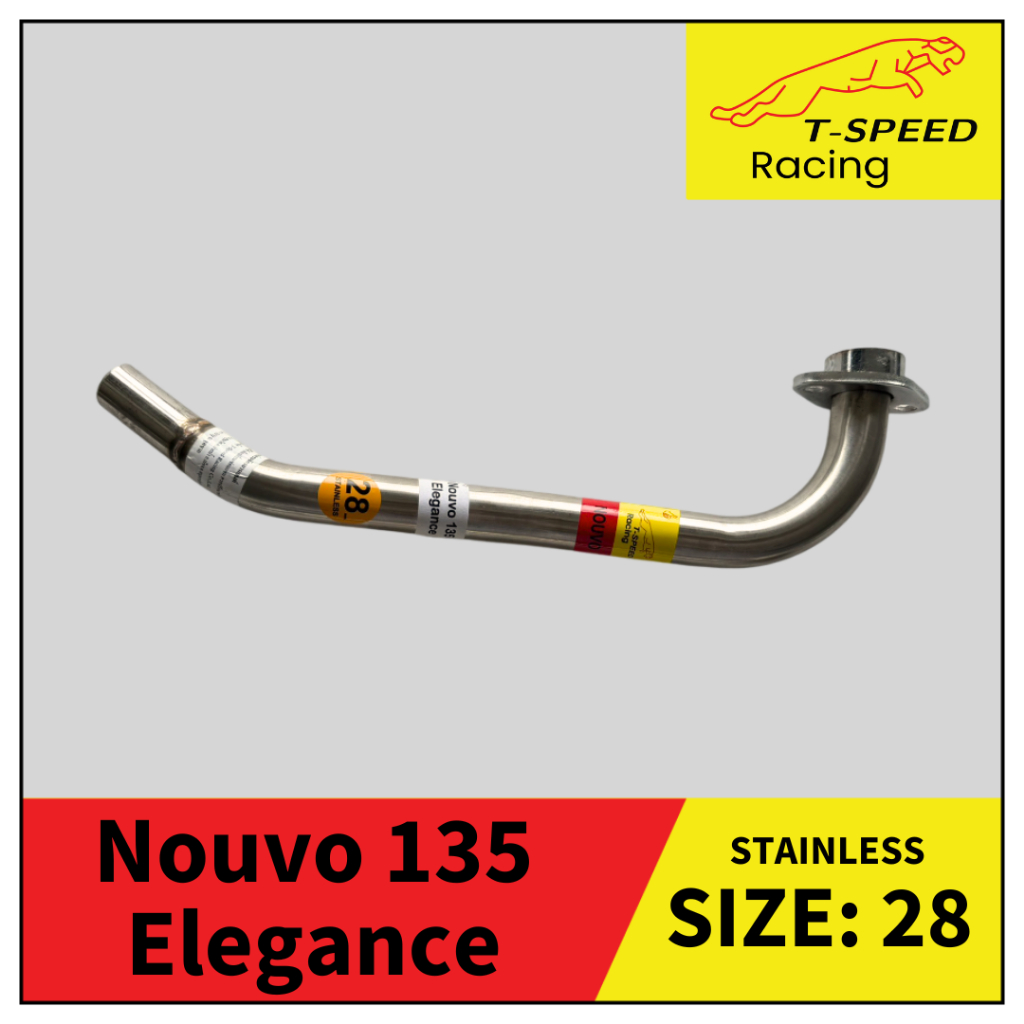 [ฟรีประเก็นปากท่อ] คอท่อ Yamaha Nouvo 135 Elegance สแตนเลส 304/ เหล็กชุบ Size 25/ 28 mm. ราคา ถูกที่สุด ดีลบีเคเค แกลเลอรีภาพที่ 3