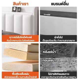 iF ฐานเตียง หัวเตียงเบาะนุ่ม เตียงเก็บของ 6/5/4ฟุต ไม้เนื้อแข็งที่มั่นคง อายุการใช้งาน 30 ป