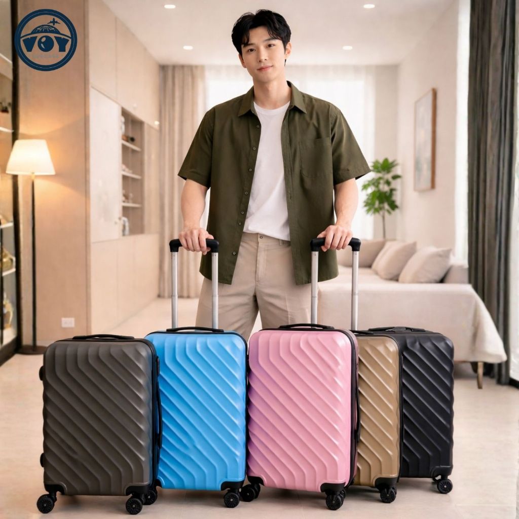 กระเป๋าเดินทาง Polka Dot ขนาด 14/20/24/28 นิ้ว ราคาโรงงาน ล้อหมุน360°เงียบ ไม่มีรอยขีดข่วนไม่แตก แข็งแรงทนทาน
