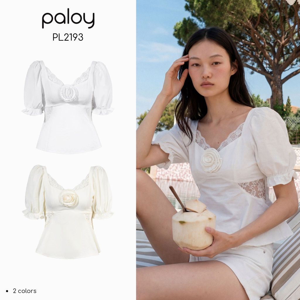 Paloy – PL2193 Emily เสื้อแขนตุ๊กตา หน้าอกแต่งดอกคามิเลีย (Endless Summer) – โปรปัง