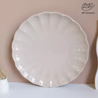 [ลดสูงสุด 80%] NP Ceramic จานเซรามิค จานเปลือกหอยสีครีม สวยหรูดูแพง