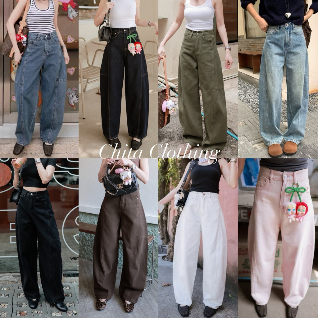 📍พร้อมส่ง📍🇰🇷FSY🇰🇷10381 Jeans side expand กางเกงยีนเอวสูงทรงขาบอลลูน แต่งตะเข็บด้านข้าง ผ้ายีนฟอกสีสวย