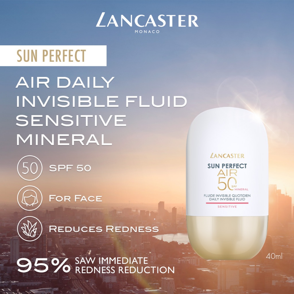 Lancaster Sun Perfect AIR Daily Invisible Fluid Sensitive Mineral SPF50, 40ml ราคาถูก Shopee Lazada