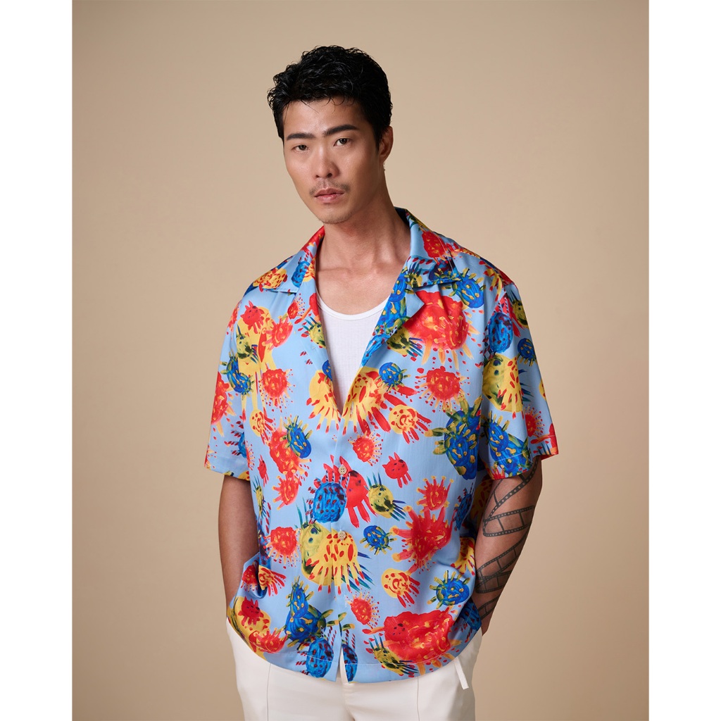 MAKAI เสื้อเชิ้ต เสื้อฮาวาย ผ้าไลโอเซลล์ ลาย CHROMA CELLS Hawaiian Shirt