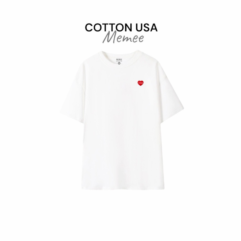 เสื้อยืด MEMEE ~ COTTON USA ผ้าหนานุ่ม (งานปักหัวใจ)